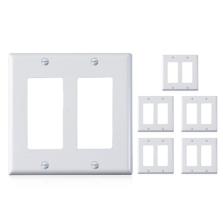 FAITH Double Light Switch Cover or Outlet Wall Plate, 2-Gang 4.55 Inches x 4.63 Inches, White, 6PK DWP2-WH-06
